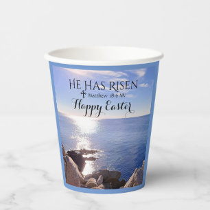 Happy Easter Christ has Risen Blue Ocean Photo Paper Cups