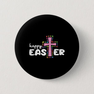 Happy Easter Christian Egg Hunting Spring Cross  6 Cm Round Badge