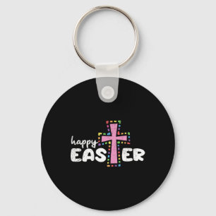 Happy Easter Christian Egg Hunting Spring Cross  Key Ring