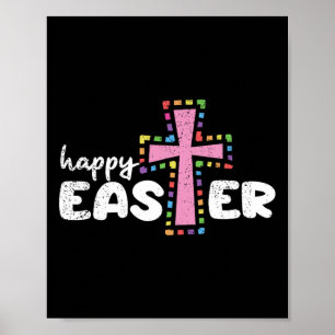 Happy Easter Christian Egg Hunting Spring Cross  Poster