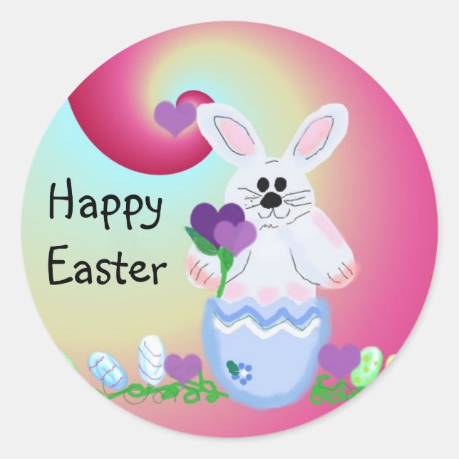 Happy Easter Classic Round Sticker (Front)