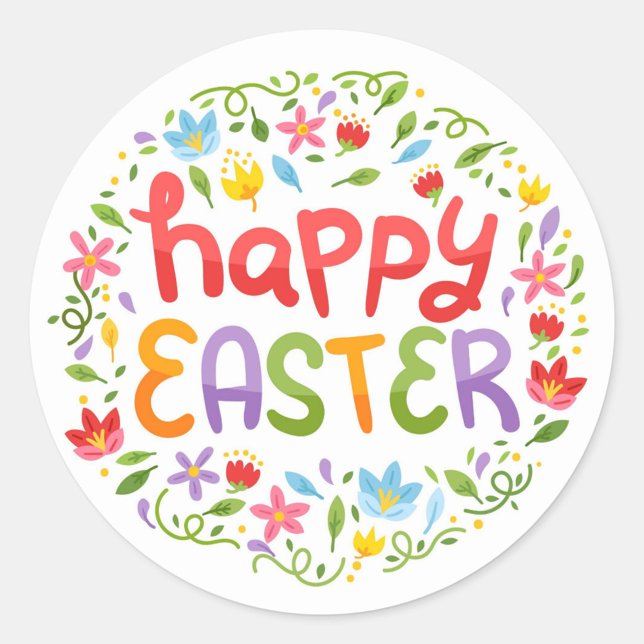 Happy Easter Classic Round Sticker (Happy Easter Holiday Stickers!)