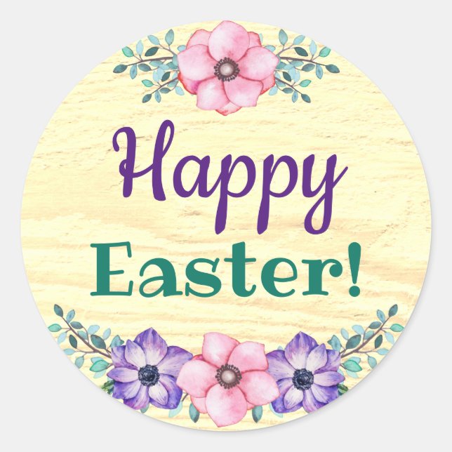 Happy Easter Classic Round Sticker (Front)