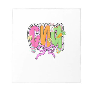 Happy Easter CNA Nurse Coquette Bow Bunny Eggs Wom Notepad