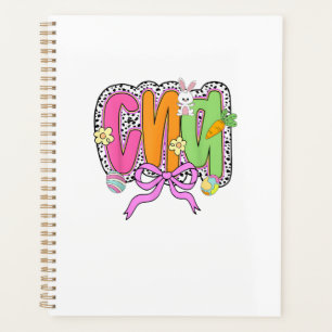 Happy Easter CNA Nurse Coquette Bow Bunny Eggs Wom Planner