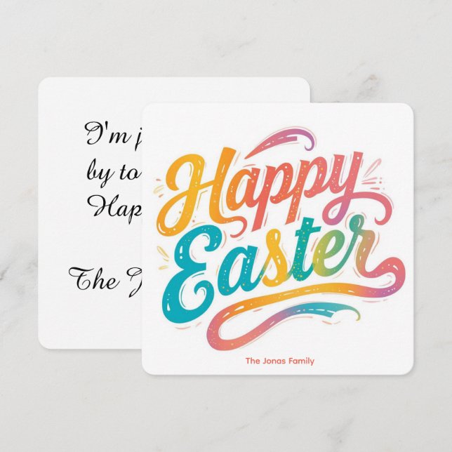 Happy Easter Colorful cute spring colorful  Holiday Card (Front/Back)