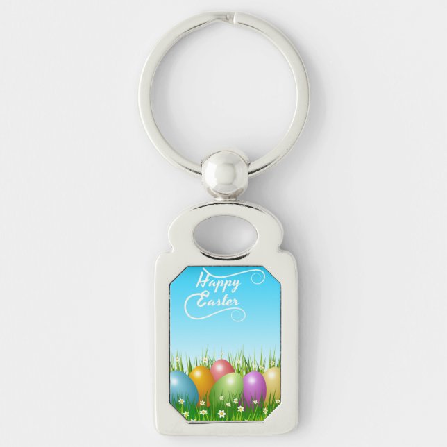 "HAPPY EASTER" COLORFUL EASTER EGGS KEY RING (Front)