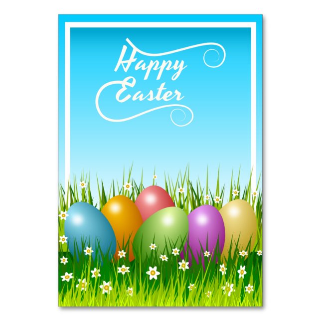"HAPPY EASTER" COLORFUL EASTER EGGS TABLE NUMBER (Front)