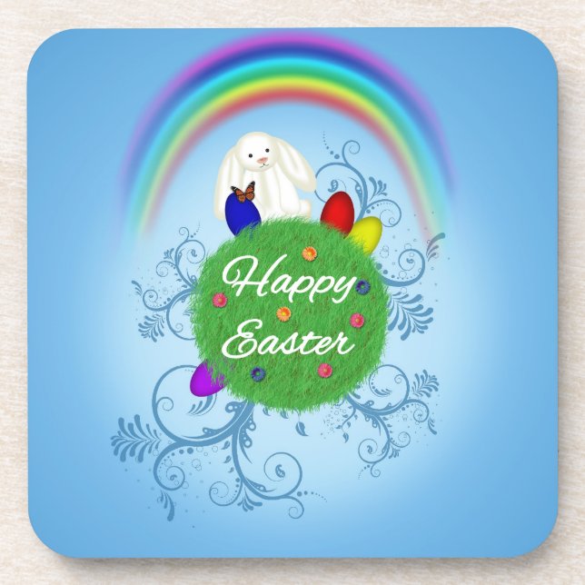 Happy Easter Colorful Planet Coaster (Front)