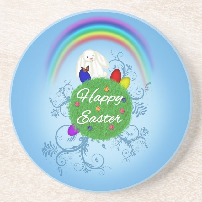 Happy Easter Colorful Planet Coaster (Front)