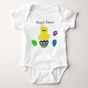 Happy Easter Colourful Chick Eggs Baby Bodysuit