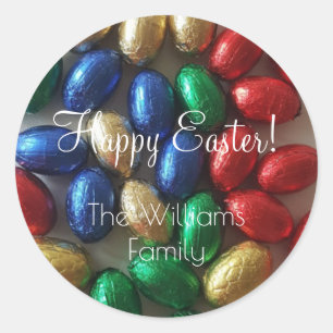 Happy Easter Colourful Chocolate Eggs Photography Classic Round Sticker
