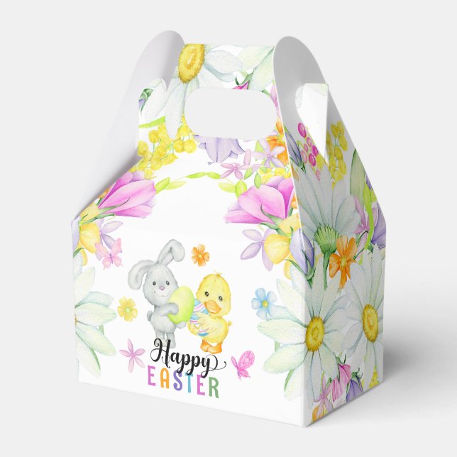 Happy Easter Colourful Cute Bunny & Chick  Favour Box (Front Side)