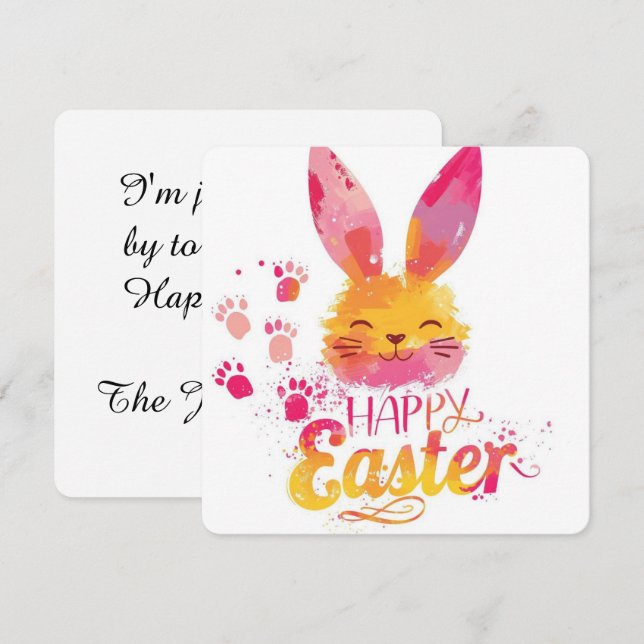 Happy Easter Colourful cute Bunny  Holiday Card (Front/Back)