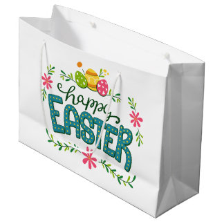 Happy Easter Colourful Easter Eggs Large Gift Bag