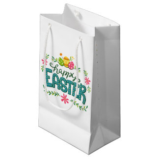 Happy Easter Colourful Easter Eggs Small Gift Bag