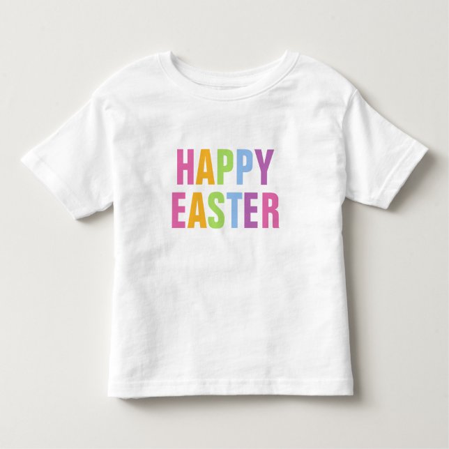 Happy Easter Colourful Fun Rainbow Typography Toddler T-Shirt (Front)