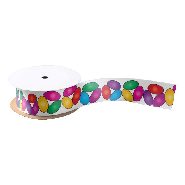 Happy Easter Colourful Jelly Beans Satin Ribbon (Spool)