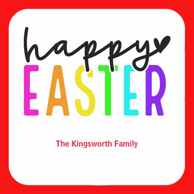Happy Easter colourful personalised Square Sticker (Creator Uploaded)