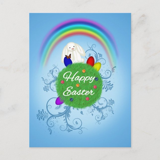 Happy Easter Colourful Planet Holiday Postcard (Front)