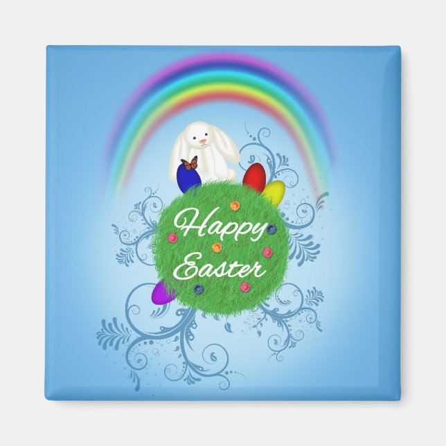 Happy Easter Colourful Planet Magnet (Front)