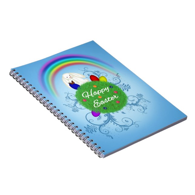 Happy Easter Colourful Planet Spiral Notebook (Right Side)