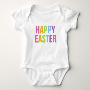 Happy Easter Colourful Rainbow Typography Baby Bodysuit