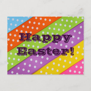 Happy Easter Colourful Ribbon Holiday Postcard