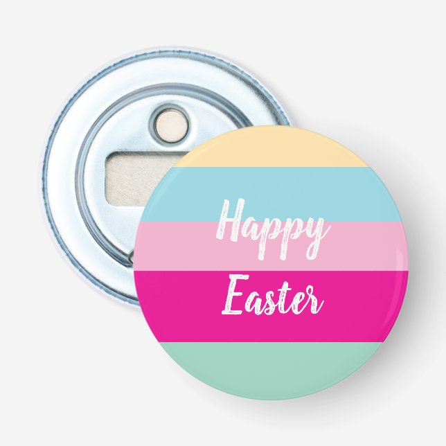 Happy Easter Colourful Stripes Pattern  Bottle Opener (Front)