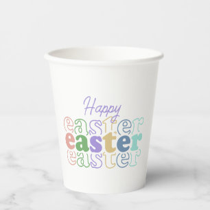 Happy Easter Colourful Typography Paper Cups