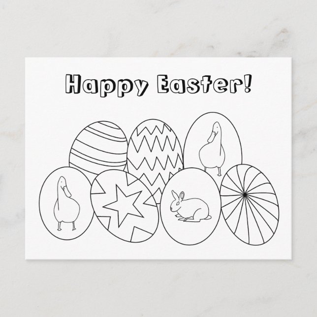 Happy Easter, Colouring Eggs Postcards (Front)
