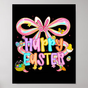 Happy Easter Coquette Bow Cute Bunny Eggs Spring W Poster