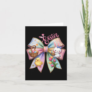Happy Easter Coquette Bow Cute Bunny Hunt Eggs Gir Card