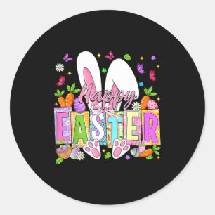 Happy easter coquette bow rabbit bunny easter day classic round sticker