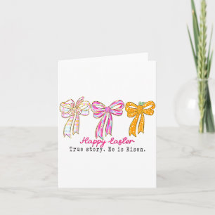 Happy Easter Coquette Bunny Bow True Story He Is R Card