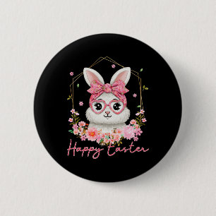 Happy Easter Coquette Floral Bunny Women Girl Kid  6 Cm Round Badge