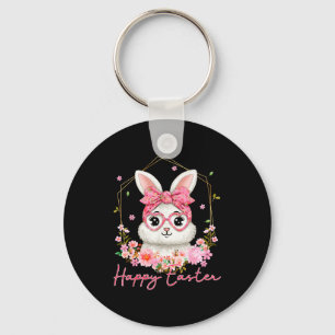 Happy easter coquette floral bunny women girl kid key ring