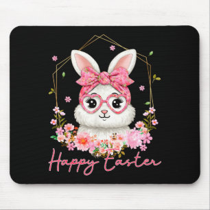 Happy easter coquette floral bunny women girl kid  mouse pad