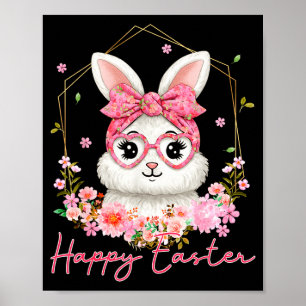 Happy easter coquette floral bunny women girl kid  poster