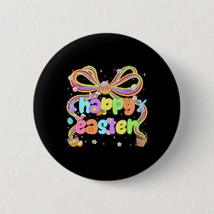 Happy Easter Coquette Floral Rabbit Bunny Women Gi 6 Cm Round Badge