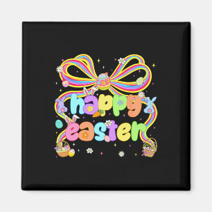 Happy Easter Coquette Floral Rabbit Bunny Women Gi Magnet