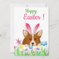 Happy Easter | Corgi with Easter Bunny Ear Funny
