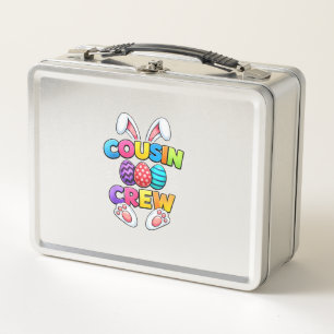 Happy Easter Cousin Crew Bunny Family Matching Eas Metal Lunch Box