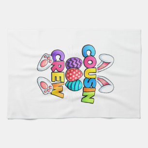 Happy Easter Cousin Crew Bunny Family Matching Eas Tea Towel