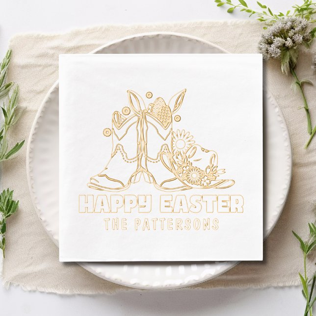 Happy Easter Cowboy Boots Western Personalised Foil Napkins (Creator Uploaded)