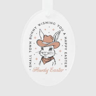 Happy Easter cowboy bunny western country wishes Ornament