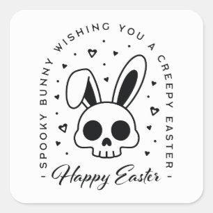 Happy Easter creepy wishes greetings spooky bunny Square Sticker