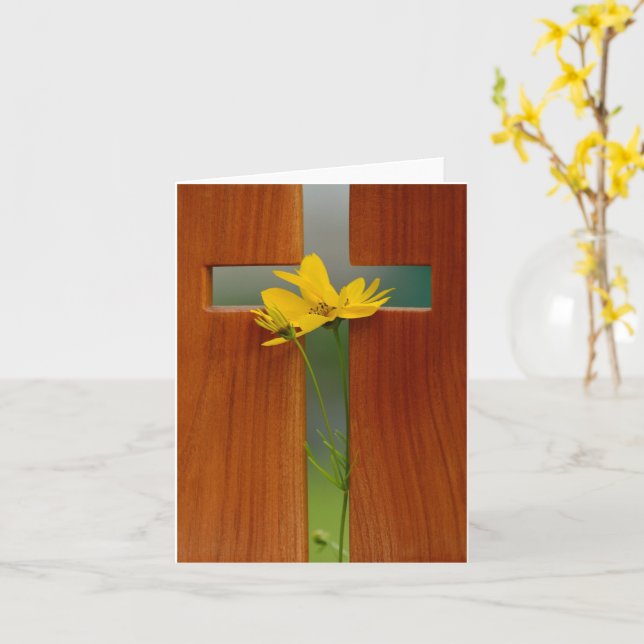 Happy Easter Cross Card (Yellow Flower)