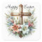 Happy Easter Cross with Easter Lilies 