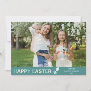 "Happy Easter" Custom Photo modern green pastel Holiday Card